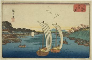 Utsikt over Sumida-elven (Sumidagawa no zu), fra serien "Famous Places in the Eastern Capital (Toto meisho)" av Utagawa Hiroshige