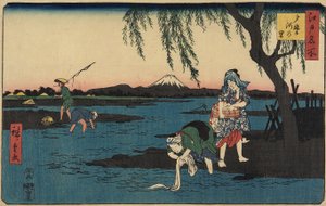 Landsby ved Tamagawa-elven, mars 1858
