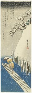 Vinter: Snø over Sumida-elven, ca. 1834