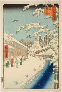 Yabu Street ved foten av Atago Hill (Atagoshita yabukoji), fra serien "One Hundred Famous Views of Edo (Meisho Edo hyakkei)" av Utagawa Hiroshige
