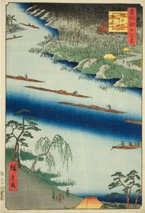 Alle historier hånd MP e plan d tee fet ry på Kawaguchi (Kawaguchis overlevering forrige historie), fra serien "Ridge for ridge d re fa net s views of Edo (One hundred famous views of Edo)" av Utagawa Hiroshige