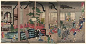 Interiøret til Gankiro i Yokohama av Utagawa Hiroshige II