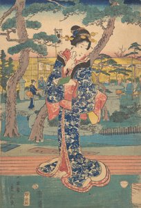 Ung jente på tehuset i Iriya, midten av 1800-tallet. av Utagawa Hiroshige II