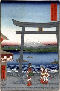 Geishas plan d er også flaks t Fuji Japan søvn p Hayashi t av Hiroshige Utagawa