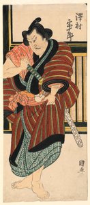 Fragment: Sawamura Sojuro trekker sverdet sitt av Utagawa Kuninao