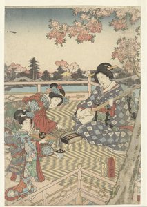 En vårbankett for den østlige Genji Azuma Genji hana no yuen av Utagawa Kunisada (I)