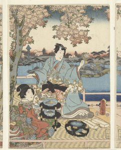 En vårbankett for den østlige Genji Azuma Genji hana no yuen av Utagawa Kunisada (I)