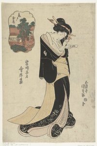 Tamaya-restauranten i Kameido Kameido Tamaya (tittel på objekt) Bilder av moderne kjente restauranter (serietittel) Toji komei kaitei ga (serietittel på objekt) av Utagawa Kunisada (I)