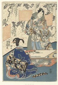 Prins Genji og hoffdame av Utagawa Kunisada (I)