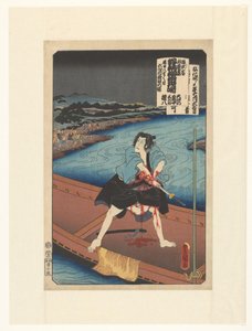 Shirai Gonpachi begår selvmord på en båt av Utagawa Kunisada (I)