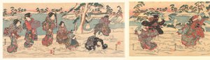 kaste snøballer av Utagawa Kunisada (I)