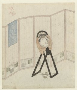 Speil ved sammenleggbar skjerm av Utagawa Kunisada (I)