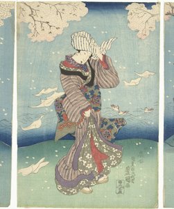 Stormfull dag på Sumida-elven Eight Views of Edo (serietittel) av Utagawa Kunisada (I)