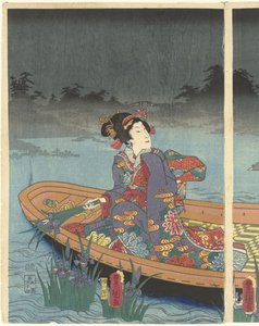 Fiendtlige bølger nærmer seg moderne prins Genji av Utagawa Kunisada (I)