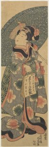 (Jente som holder en kopibok), januar 1843 av Utagawa Kunisada