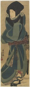 (Kvinne i kappe og hette), ca. 1830-1844 av Utagawa Kunisada