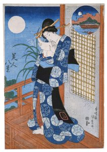 Høstmåne over Miho av Utagawa Kunisada