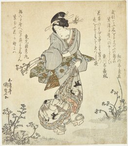 Kvinne som høster bregner av Utagawa Kunisada