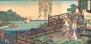 Mitsuuji i Maruyama Pleasure District i Nagasaki Nagasaki dejima, 3. m..., 3. måned, 1861. av Utagawa Kunisada