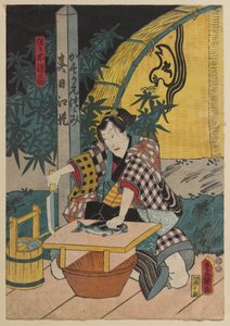 Scene fra et Kabuki-skuespill av Utagawa Kunisada