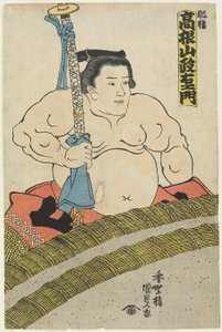 Bryteren Takaneyama Seiemon fra Higo-stallen, 1830-1844 av Utagawa Kunisada