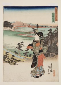 Visning av steinfarmasøyt (figur av steinfarmasøyt) av Utagawa Kunisada