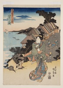 Utsikt over Kanagawa (Kanagawa no zu) (farget treblokktrykk) av Utagawa Kunisada
