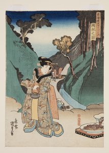 Utsikt over Okabe (Okabe no zu) (treblokktrykk i farger) av Utagawa Kunisada