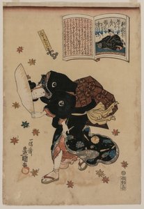 Kvinne spenner høstvind av Utagawa Kunisada