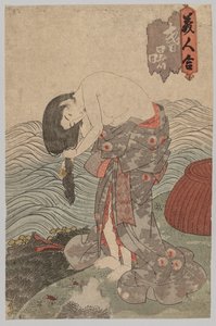 Kvinnedykker som gre håret av Utagawa Kunisada