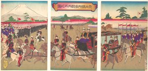View of a Military Review Parade at Aoyama, februar 1889 Meiji 22., februar 1889 Meiji 22.