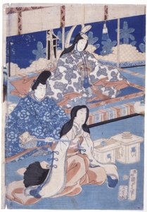 Innbydende vår med en samling av blomster (Hana Soroi Haru No Taimen) (treblokktrykk i farger) av Utagawa Kunisada II