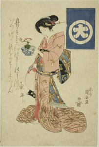Skjønnhet som representerer høsten, fra en serie med skjønnheter uten navn som representerer de fire årstidene av Utagawa Kuniyasu
