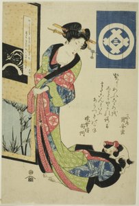 Skjønnhet som representerer vinteren, fra en serie med skjønnheter uten navn som representerer de fire årstidene av Utagawa Kuniyasu