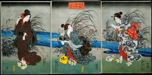 Catching Fireflies in Summer (Nōryō no hotaru)-serien: Amusements of the Four Seasons (Shiki yūkan), ca. 1845-1846 av Utagawa Kuniyoshi