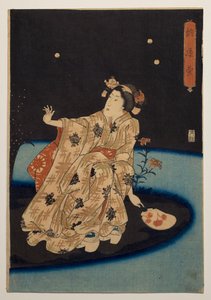 Fange ildfluer i kveldskjøligheten av Utagawa Kuniyoshi