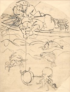 Daikoku og Ebisu, to av de syv lykkegudene. av Utagawa Kuniyoshi