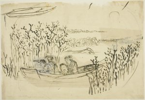 Å samle tang på Omori av Utagawa Kuniyoshi