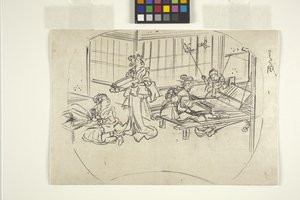 Hataori (Weaving On A Loom) (blekk på papir) av Utagawa Kuniyoshi