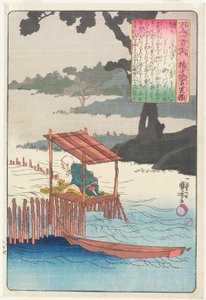 Illustrasjon til Fujiwara Sadayoris dikt av Utagawa Kuniyoshi
