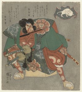 Kriger med vifte mellom tennene av Utagawa Kuniyoshi