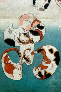 Octopus Series Katter som danner skriftlige karakterer (Neko no ateji), ca. 1842 av Utagawa Kuniyoshi