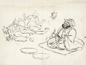 Skisse av demoner som underholder helvetes konge av Utagawa Kuniyoshi
