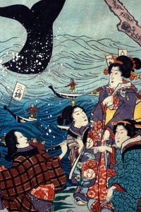 The Flourishing of Seven Coasts with Big Fish (Nana ura tairyō hanjō no zu) av Utagawa Kuniyoshi