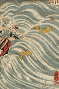 Taira-spøkelsene angriper Yoshitsunes skip, 1843-1845 av Utagawa Kuniyoshi