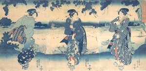Kvinner nær en elv, ca. 1850. av Utagawa Kuniyoshi