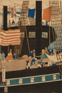 Vestlige handelsmenn laster last i Yokohama, 1861