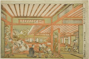 Underholdning med snøvisning av Utagawa Toyoharu