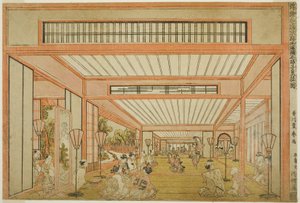Utsikt over mottaksrommene i Japan - Underholdning på rottens dag i moderne stil, ca. 1771-76 av Utagawa Toyoharu