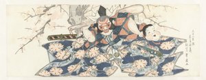 En kriger som holder en støder av Utagawa Toyohiro